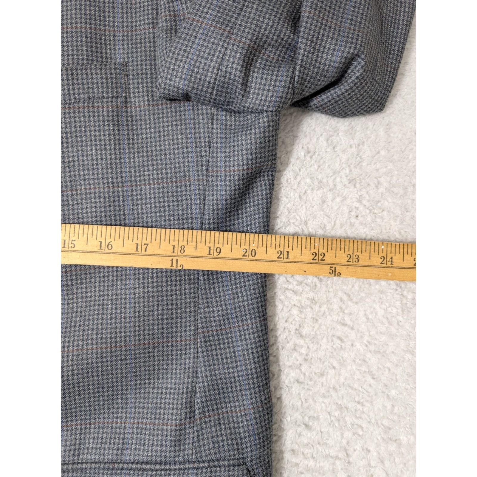 Brooks Brothers Brooks Brothers Blazer Mens 41R Wool/Silk Houndstooth Blue Gray Single-Breasted Notch Lapel 42 Chest Regular Fit Sports Coat Size 42R - 7 Thumbnail