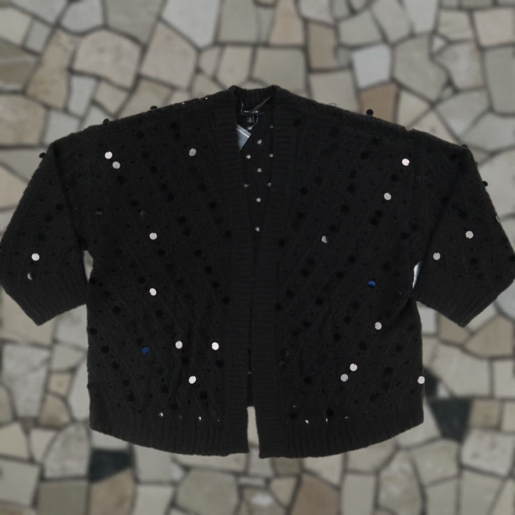 Torrid Torrid Sequin Open Front Cardigan Black Women's 3X Sweatshirt Long Sleeve Solid Sequin Cardigan Shirt Women 3X Size XXL / US 16-18 / IT 52-54 - 1 Thumbnail
