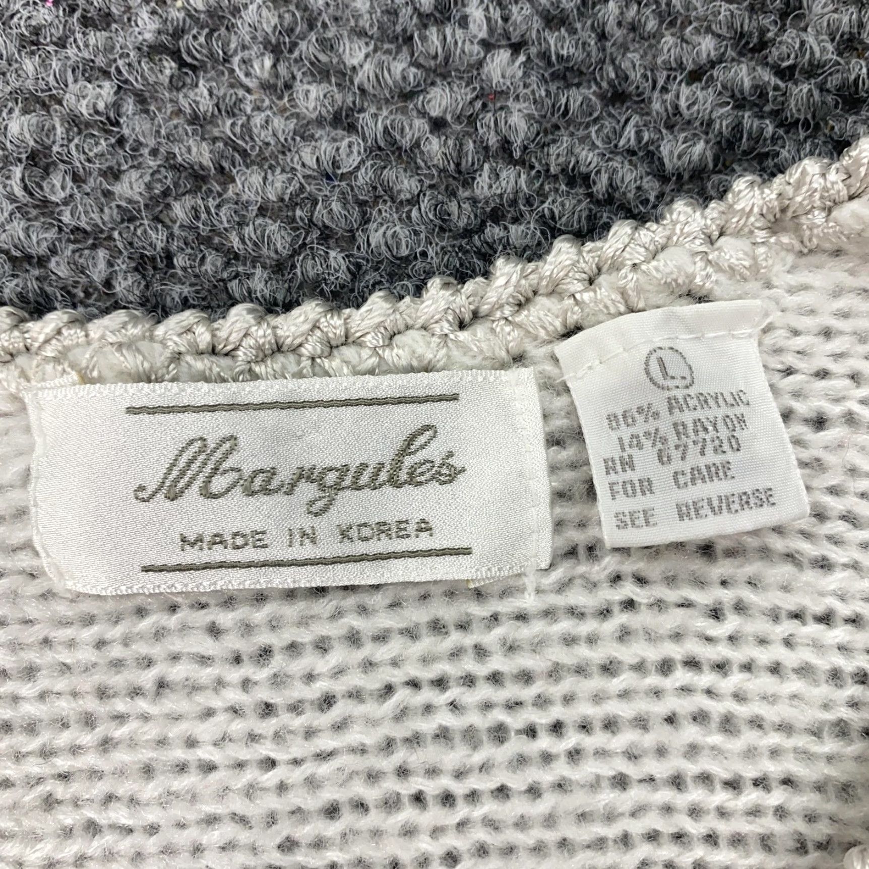 Vintage VINTAGE Margules Sweater Womens Large Knit Pullover Striped White Gray 80s Korea Size L / US 10 / IT 46 - 7 Thumbnail