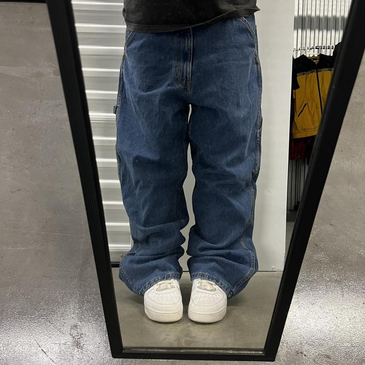 Japanese Brand × Vintage Vintage Y2K Super Baggy Wide Leg Dark wash Denim Jeans! Size US 40 / EU 56 - 1 Thumbnail
