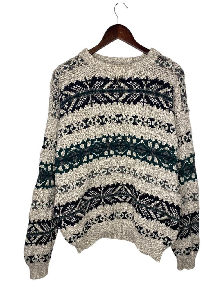 Designer Vintage 90s JTJ Collection Patterned Knit Sweater XL Size US XL / EU 56 / 4 - 1 Thumbnail