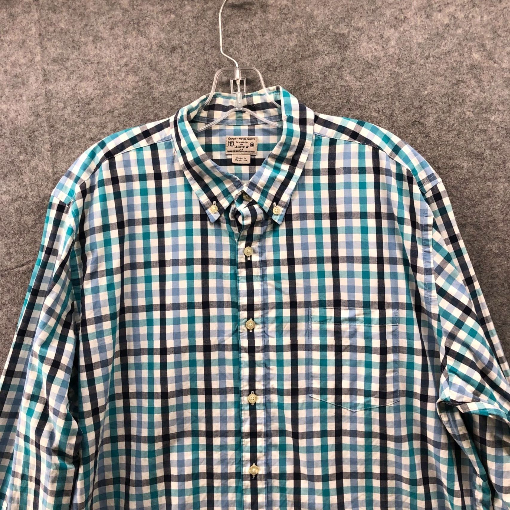 J.Crew J.CREW Shirt XL Button-Down Long Sleeve Plaid Cotton Mens Blue White Tailored Size US XL / EU 56 / 4 - 3 Thumbnail