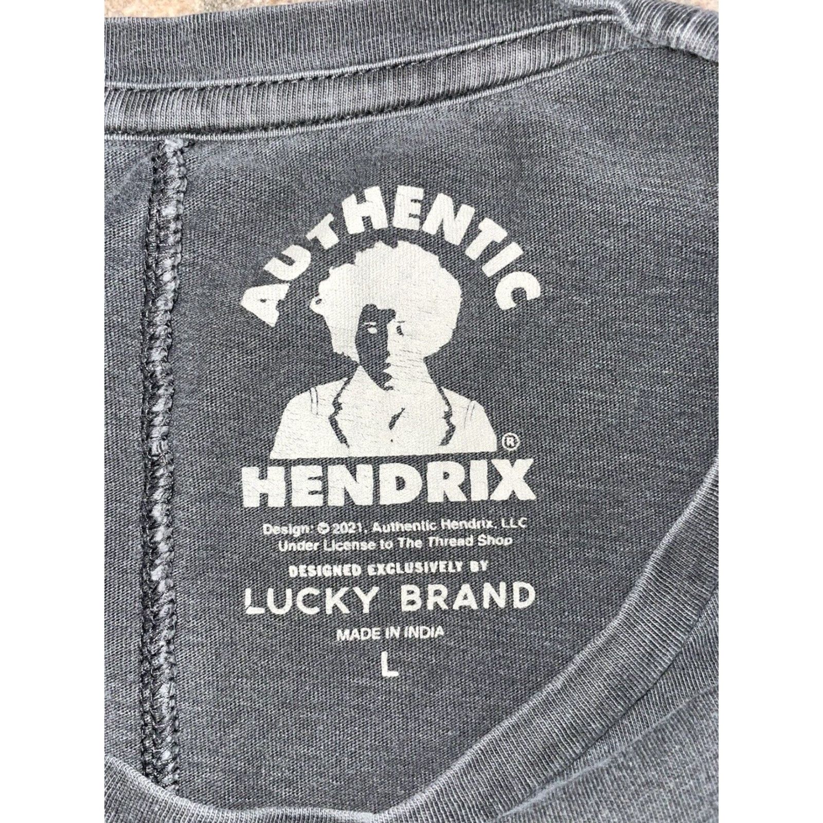 Lucky Brand Lucky Brand T-Shirt Embroidered Hendrix Gray Adult L Mens Womens Unisex Embroidered Tee Shirt L Size US L / EU 52-54 / 3 - 4 Thumbnail