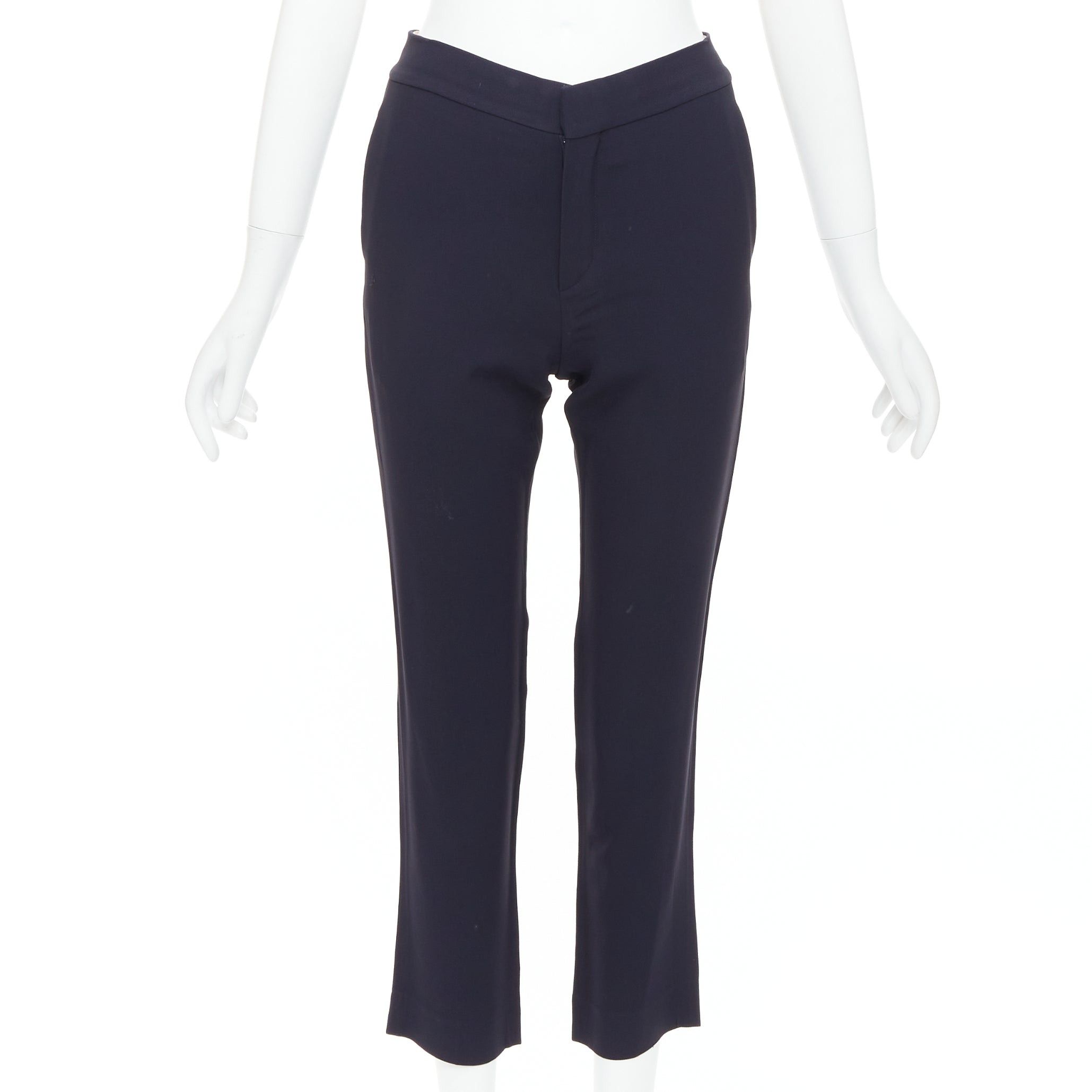 Chloe CHLOE navy concealed fly back darts tapered flare pants FR34 XS Size 26" / US 2 / IT 38 - 1 Thumbnail