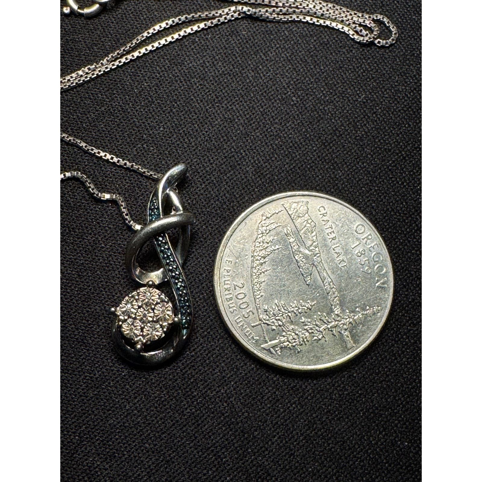 Other 925 Sterling Italy Diamond Small Chips Flower Necklace 18in Size ONE SIZE - 5 Thumbnail