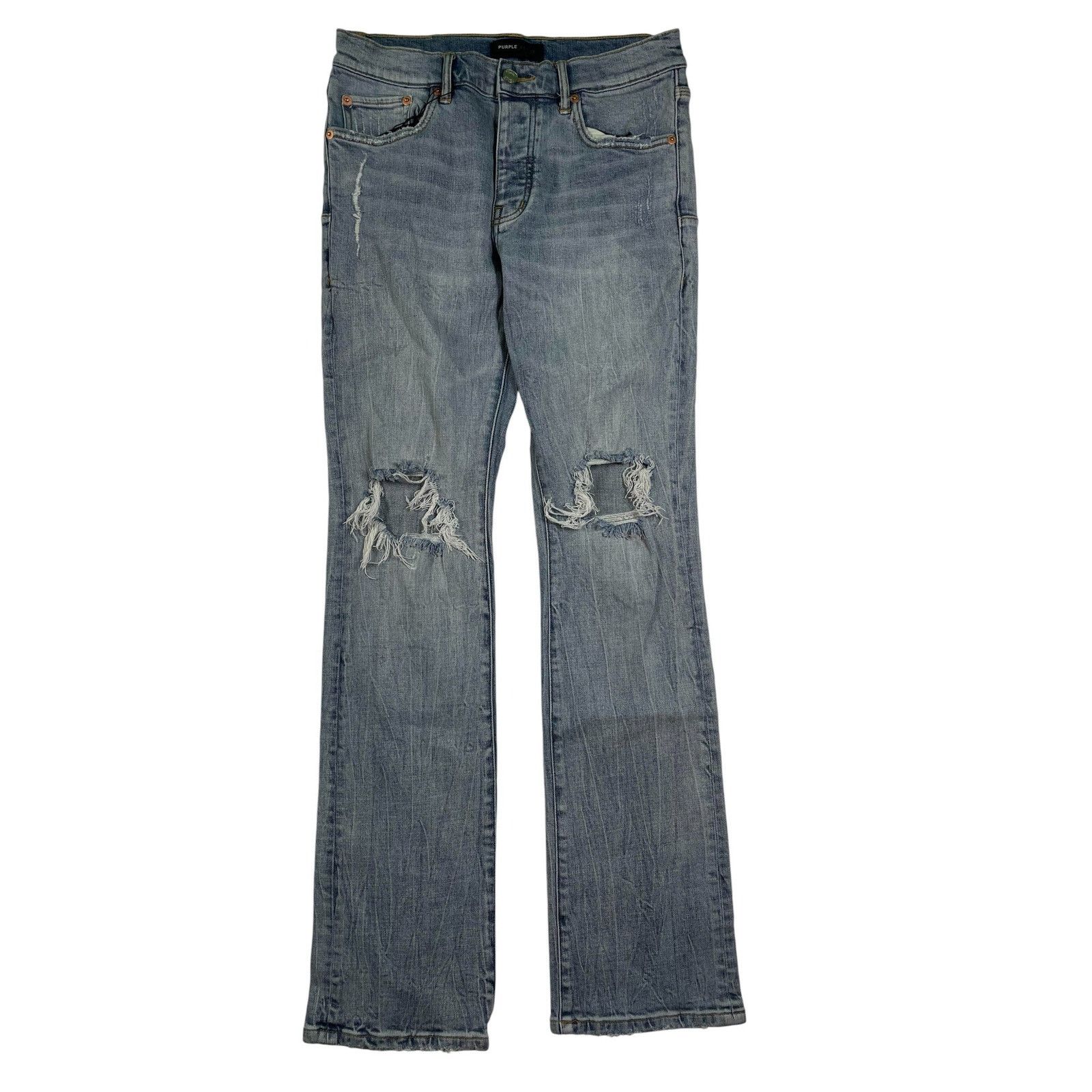 Purple Brand Purple Brand Light Wash Knee Rip Jeans Size US 31 - 1 Thumbnail