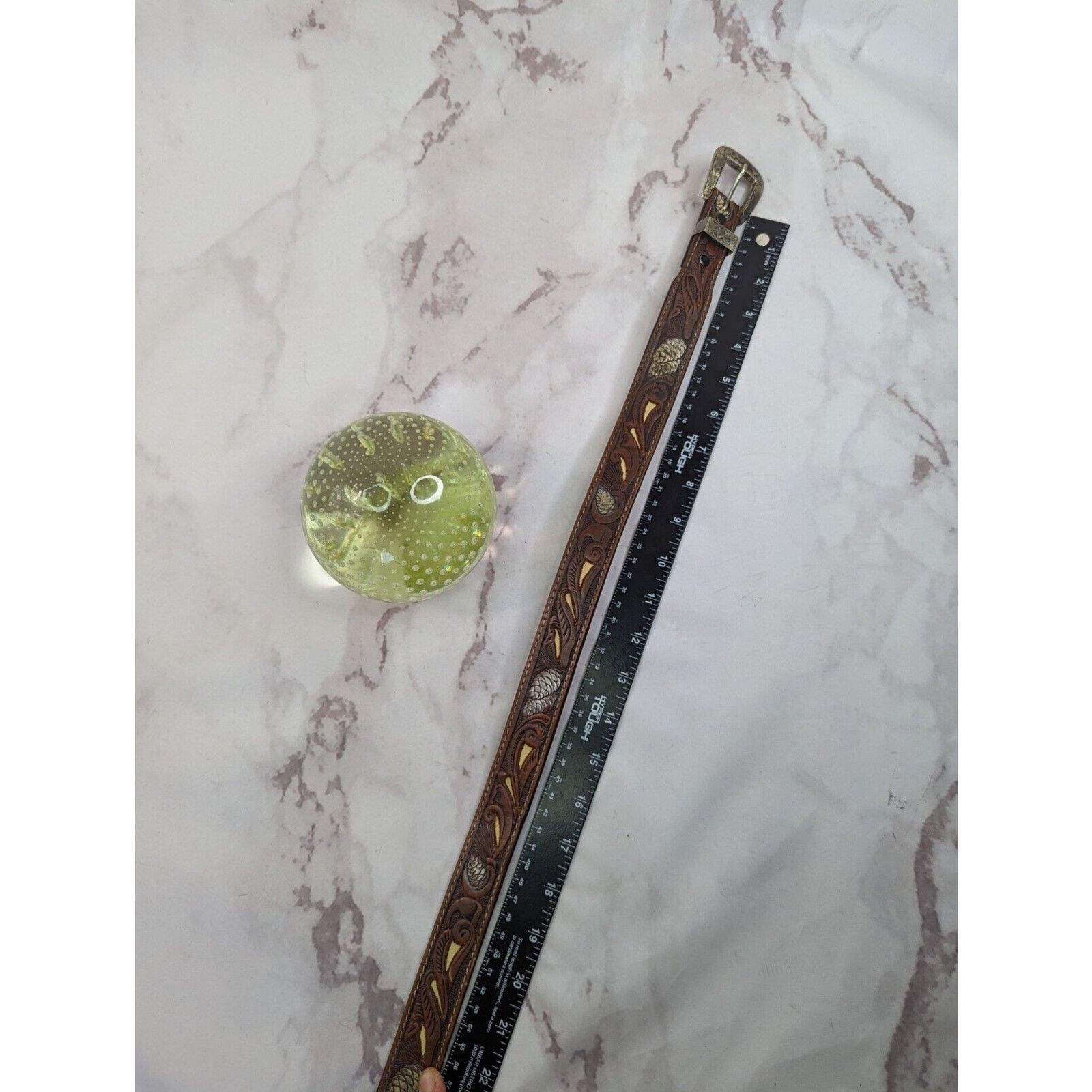 Vintage Vintage Concho Belt Womens 32 34 36 Silver Tooled Leather Size ONE SIZE - 5 Thumbnail