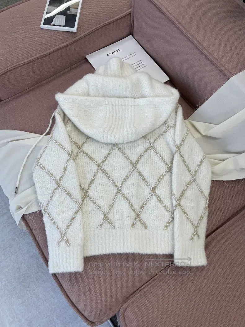 Chanel Chanel Ski series white diamond plaid cashmere zipper jack Size XXS / US 00 / IT 34 - 4 Thumbnail