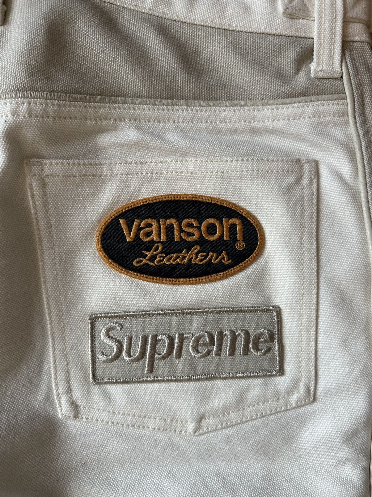 Supreme × Vanson Leathers SUPREME X VANSON LEATHERS CORDURA COTTON PANT WHITE 30 Size US 30 / EU 46 - 11 Thumbnail
