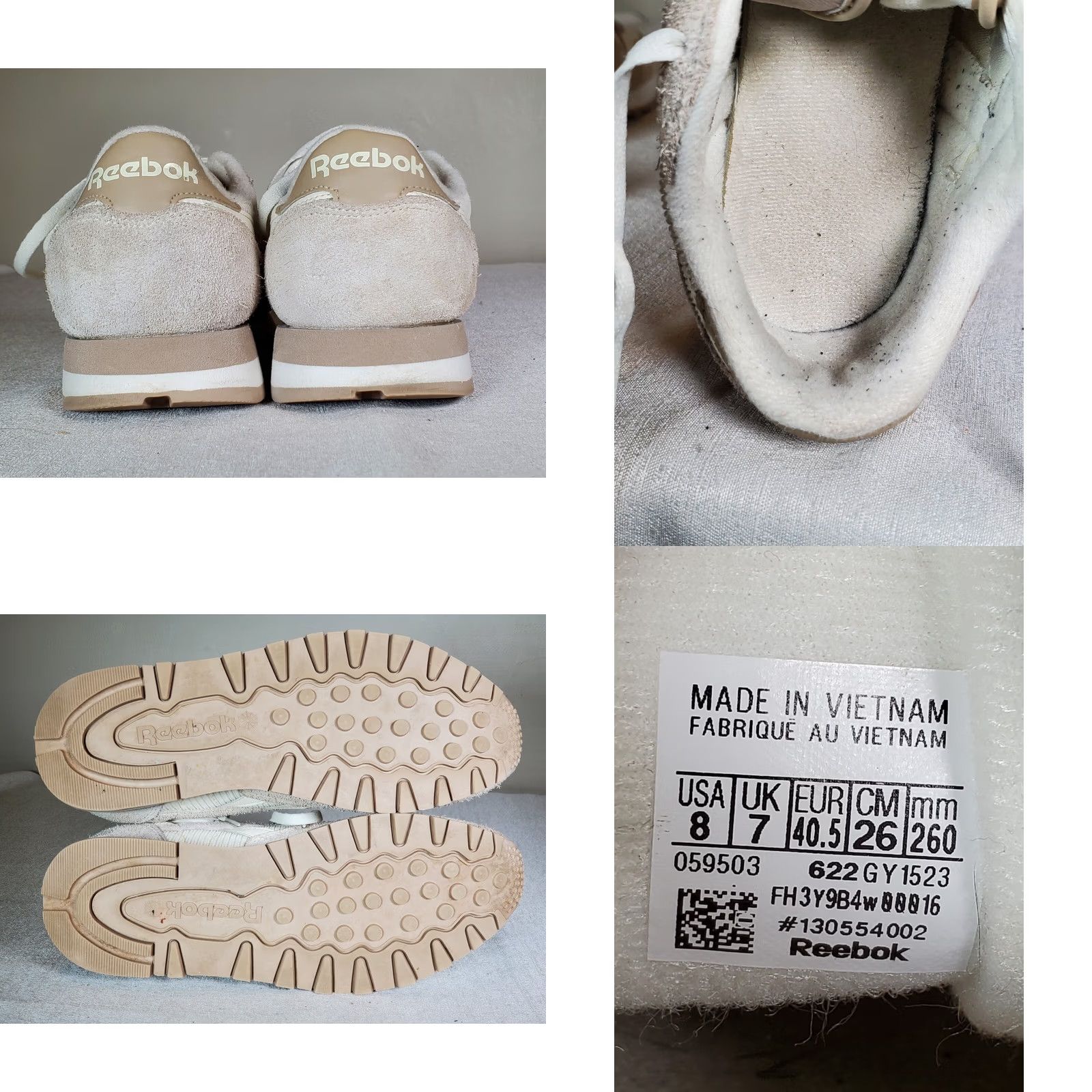 Reebok Reebok Classic Leather Trainers Suede Chalk Beige Men 8 Casual Running Sneakers Low Top Leather Textile Suede Black? Size US 8 / EU 41 - 8 Thumbnail