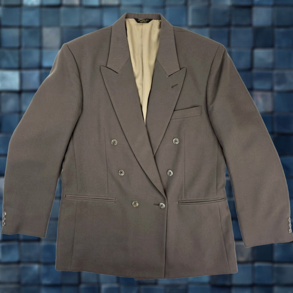 Vintage VINTAGE John Henry Blazer Wool Blend Coat Men 40R Double Breasted Brown Taupe USA Size 40R - 1 Thumbnail