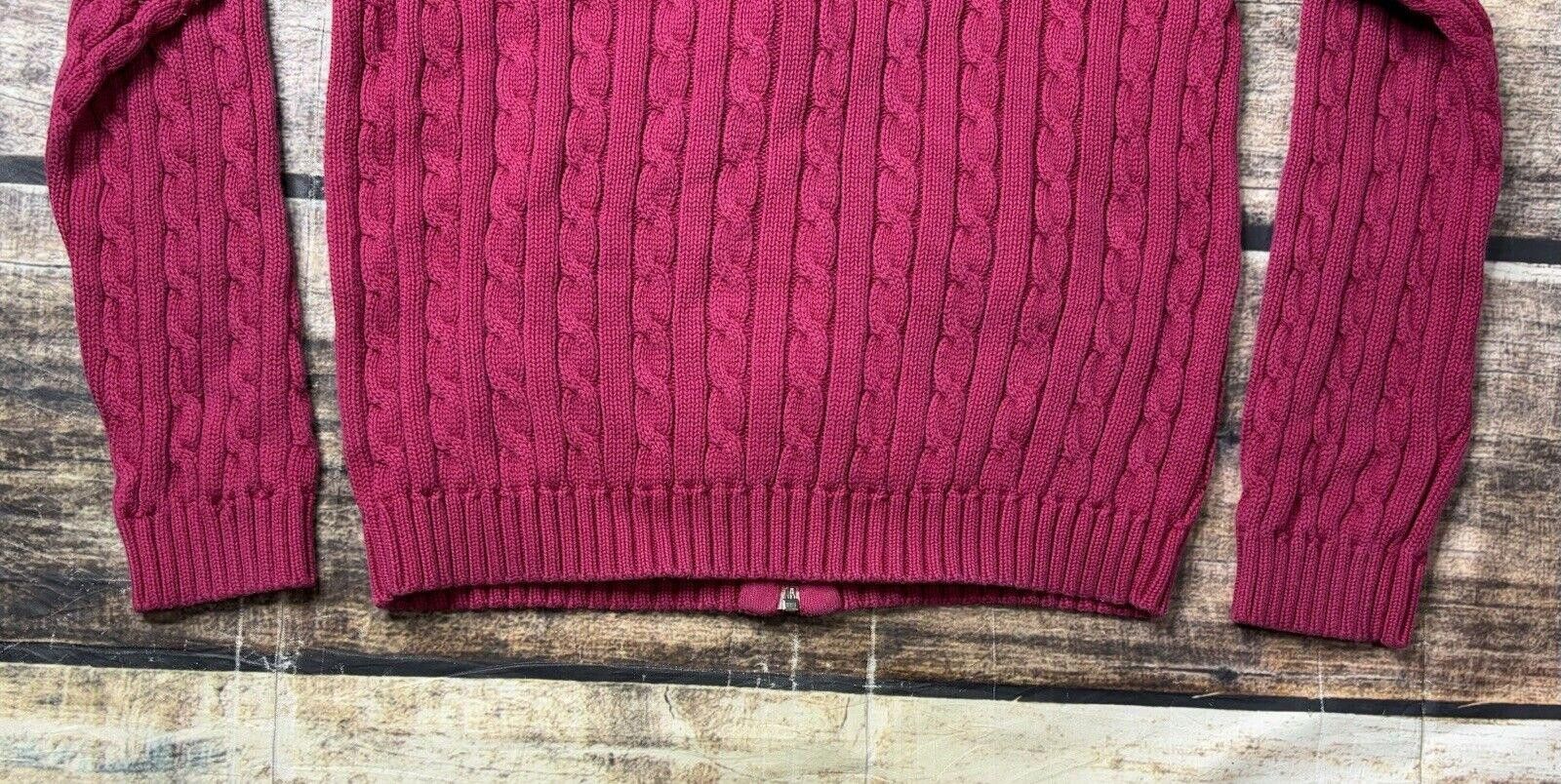 L.L. Bean LL Bean Sweater Girl Large 14/16 Cable Knit Full Zip Pockets Size L / US 10 / IT 46 - 7 Thumbnail