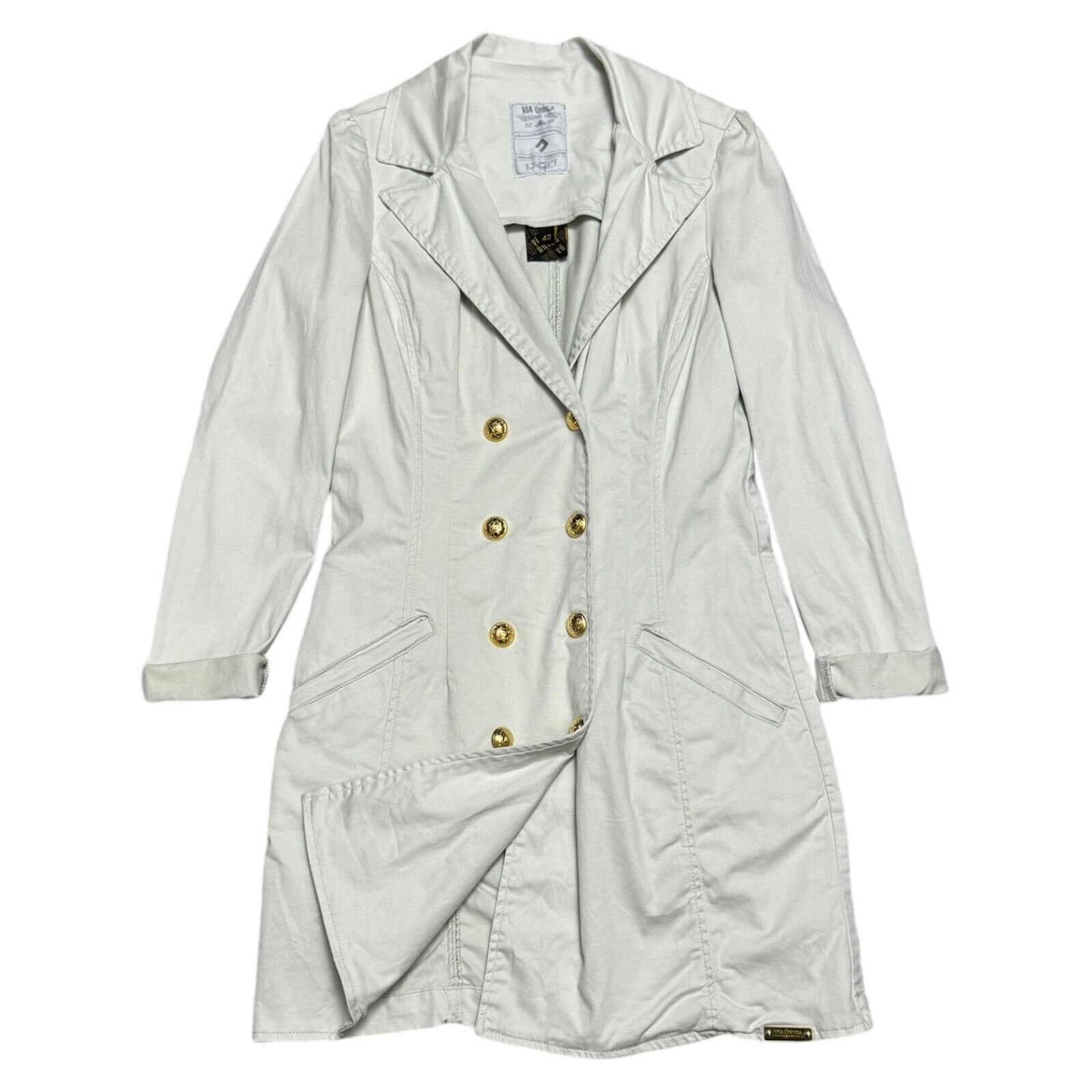 Designer VIA UNICA Cotton Khaki Cargo Long Spring Casual Jacket Small Size S / US 4 / IT 40 - 1 Thumbnail