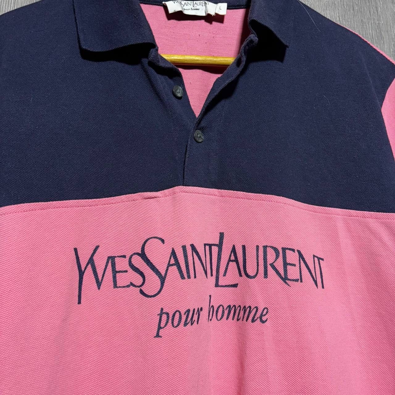 Yves Saint Laurent VINTAGE YVES SAINT LAURENT YSL BIG SPELLOUT LOGO PINK POLO Size US L / EU 52-54 / 3 - 2 Thumbnail