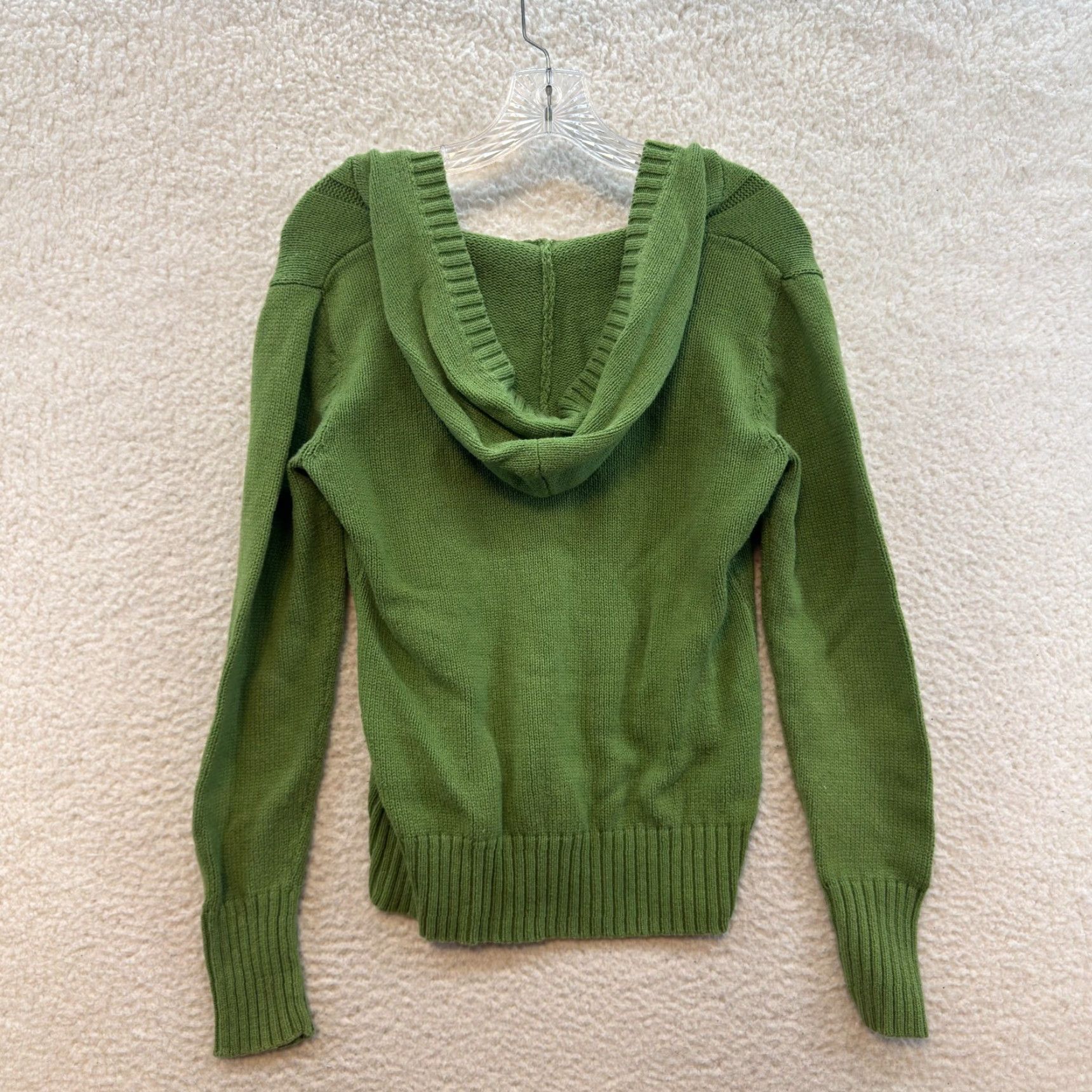 Old Navy VINTAGE Y2K Green Hooded Cable Knit Sweater Medium M Boho Grunge Bella Swan Old Navy Womens Size M / US 6-8 / IT 42-44 - 2 Thumbnail