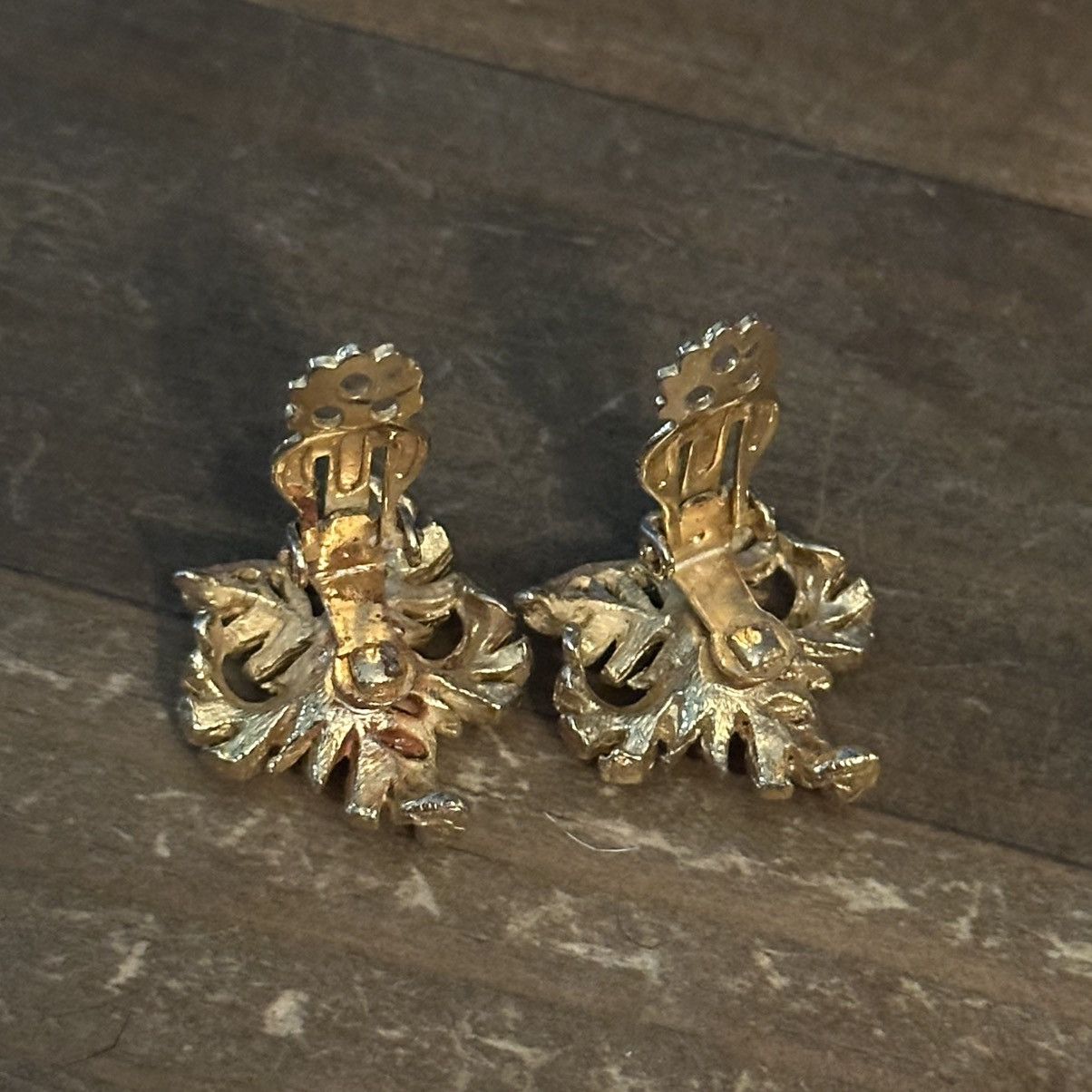 Vintage Vintage gold filigree amber stone clip on flower earrings Size ONE SIZE - 6 Thumbnail
