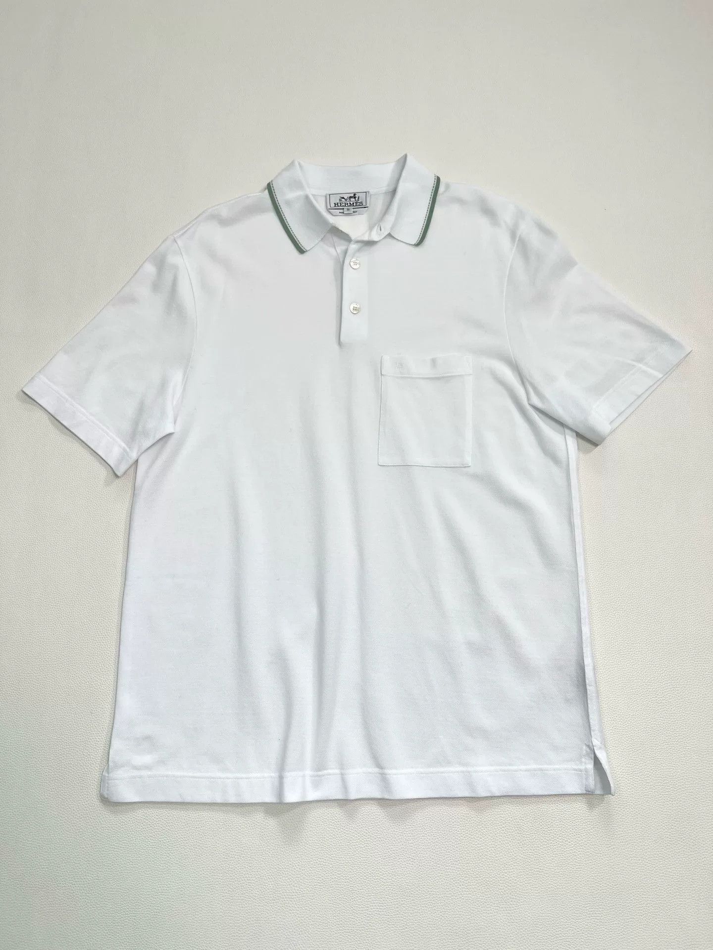 Hermes Hermes Men's New Polo Shirt Green Collar Size US M / EU 48-50 / 2 - 1 Thumbnail