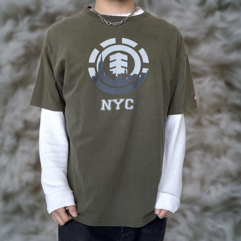 Element Element Shirt Mens XL Green Y2K 2000s Skater Skateboarding Graphic Tee NYC Logo Size US XL / EU 56 / 4 - 1 Thumbnail
