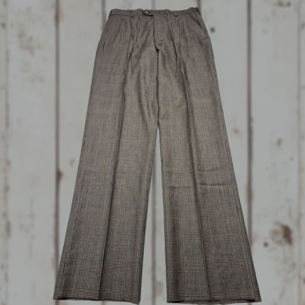 Vintage VINTAGE John Alexander Dress Pants Mens 38x36 Brown Plaid Wool Pleated Unhemmed NWT Size US 38 / EU 54 - 1 Thumbnail