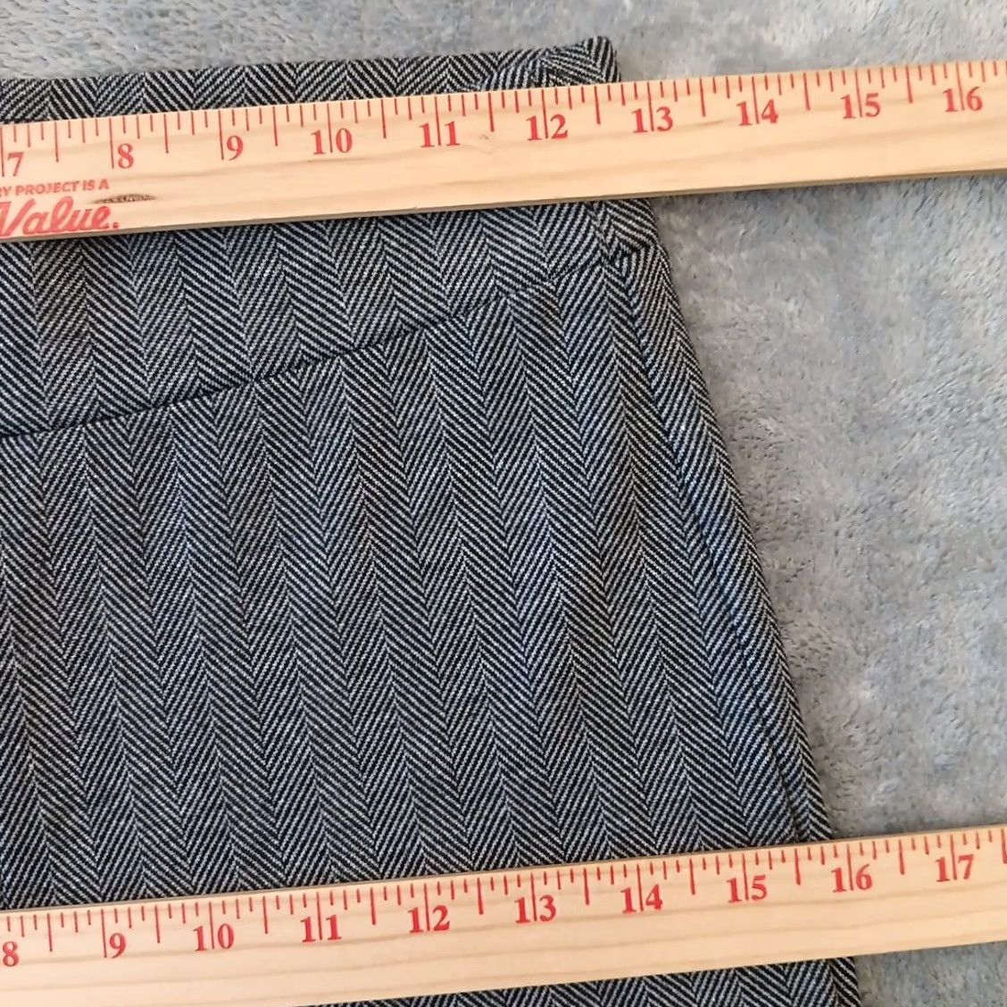 Loft Loft Pants Ankle Women's XS Gray Herringbone Pull On Straight Stretch Elastic Waist Mid Rise 27 in Inseam Size 26" / US 2 / IT 38 - 3 Thumbnail