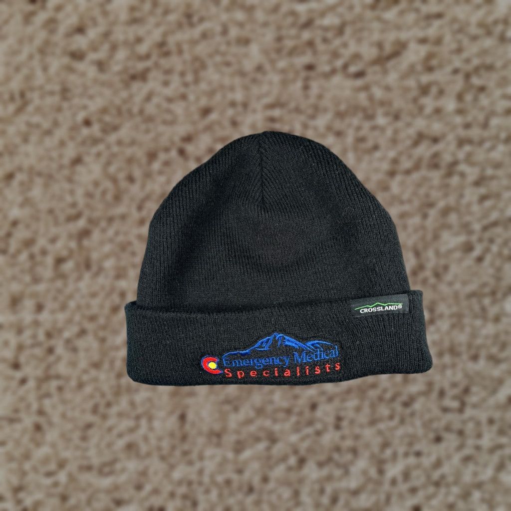 Vintage Crossland Beanie Adult One Size Black Knit Acrylic Hat/Cap, Casual, Workwear, Lightweight, Adjustable, Outdoor, Ski, Men Size ONE SIZE - 1 Thumbnail