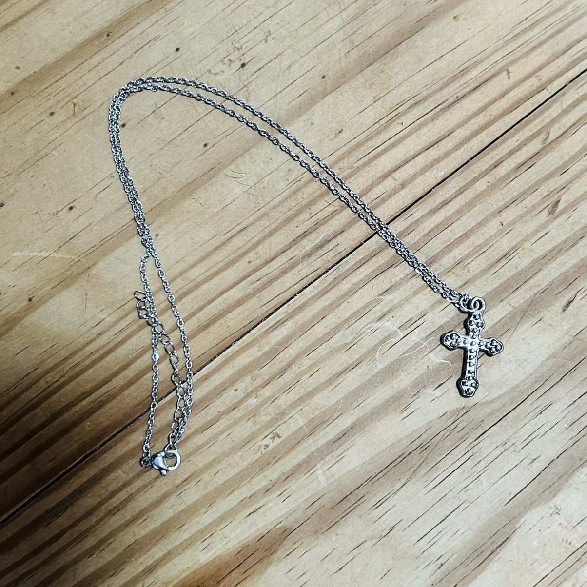 Handmade Handcrafted salvaged vintage textured cross pendant necklace Size ONE SIZE - 6 Thumbnail