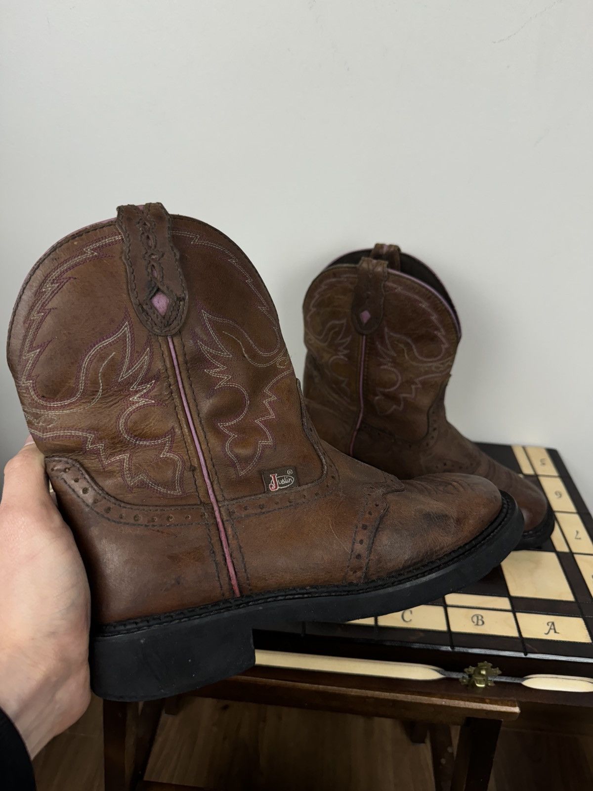 Tony Lama Vintage cowboy boots Justin USA Texas original retro item Size US 9 / IT 39 - 3 Thumbnail