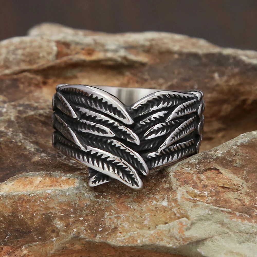 Jewelry Simple Retro Feather Ring Size ONE SIZE - 2 Thumbnail