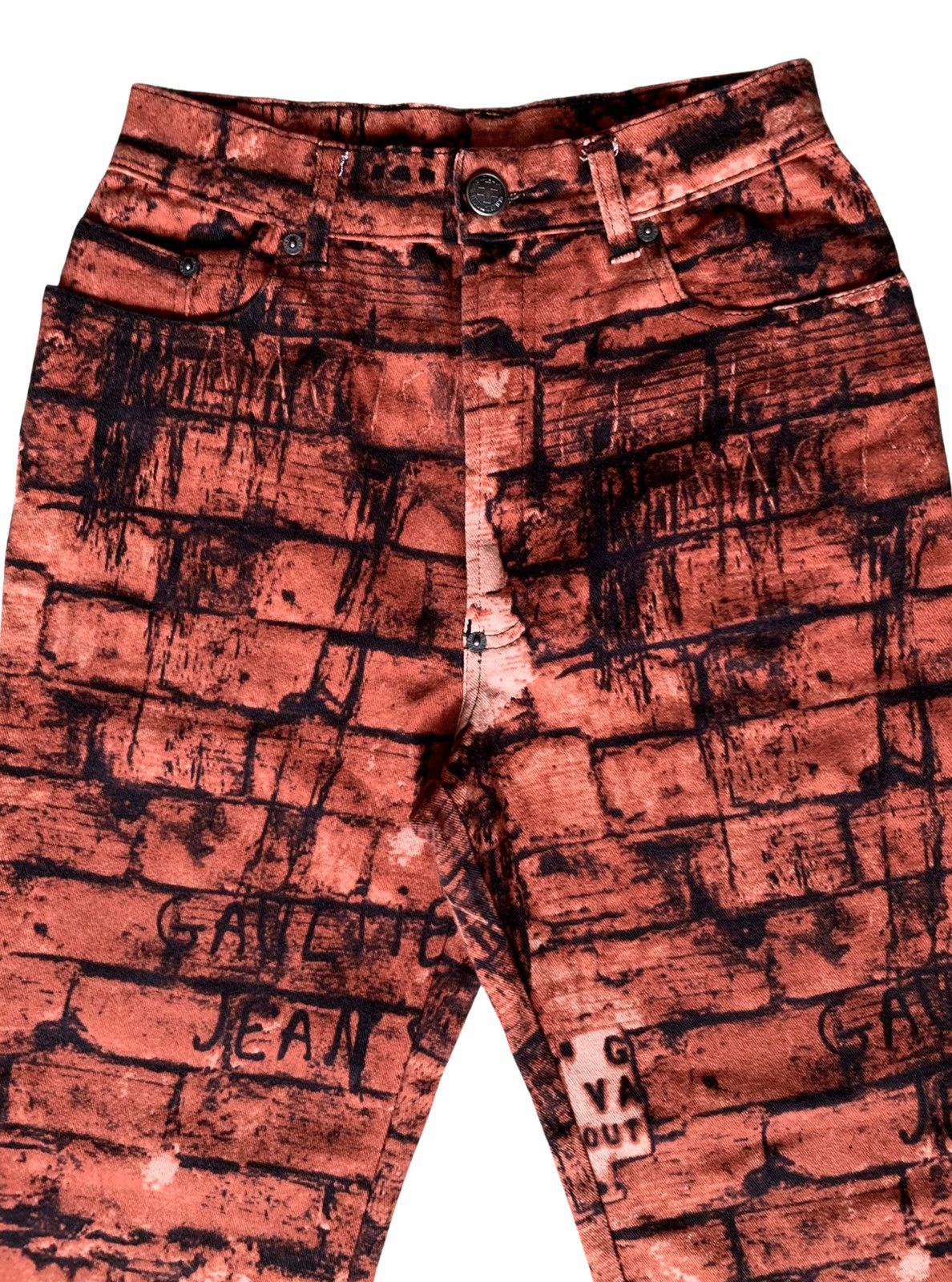 Jean Paul Gaultier AW1997 Jean Paul Gaultier Brick Jeans Print Pants Size 27" / US 4 / IT 40 - 2 Thumbnail