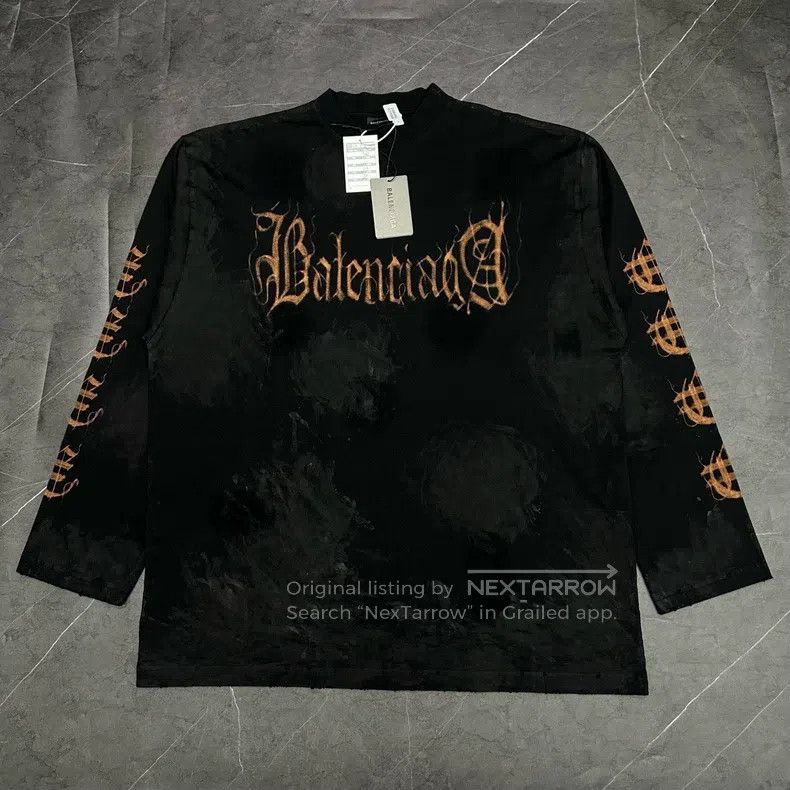 Balenciaga Balenciaga Flame Sanskrit mud dyeing to make old long slee Size US L / EU 52-54 / 3 - 1 Thumbnail