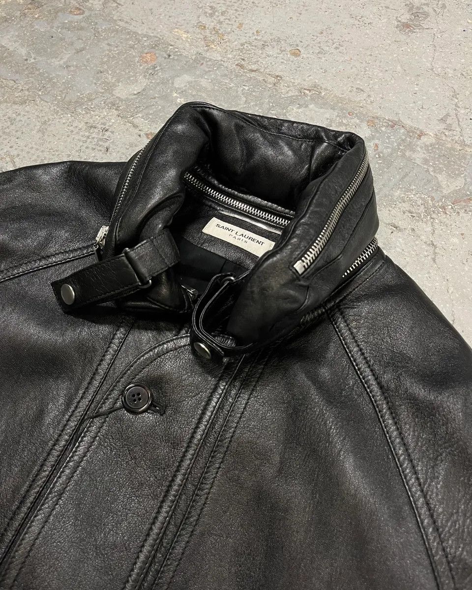 Saint Laurent Paris AW2017 Saint Laurent Black Leather Hooded Detachable Collar Jacket Size US S / EU 44-46 / 1 - 5 Thumbnail