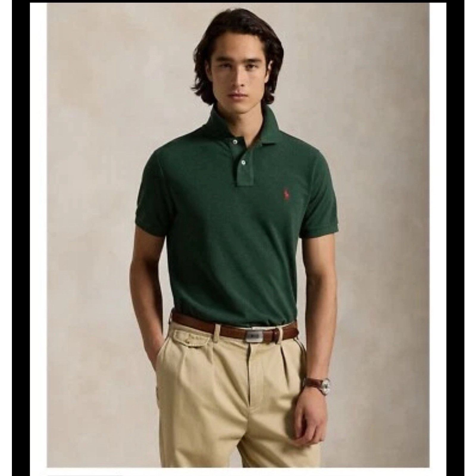 Polo Ralph Lauren NWT Polo Ralph Lauren Men's Mesh Polo Custom Slim Fit Green Size US L / EU 52-54 / 3 - 5 Thumbnail
