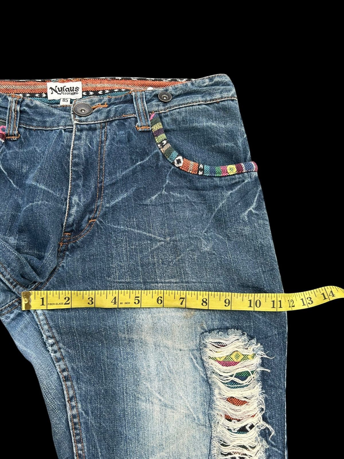 Japanese Brand × Kapital × Vintage Japanese Nylaus Distressed Punk Vintage Denim Jeans Size US 33 - 21 Thumbnail