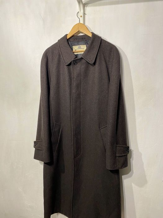 Vintage Aquascutum coat wool cashmere balmacaan black brown