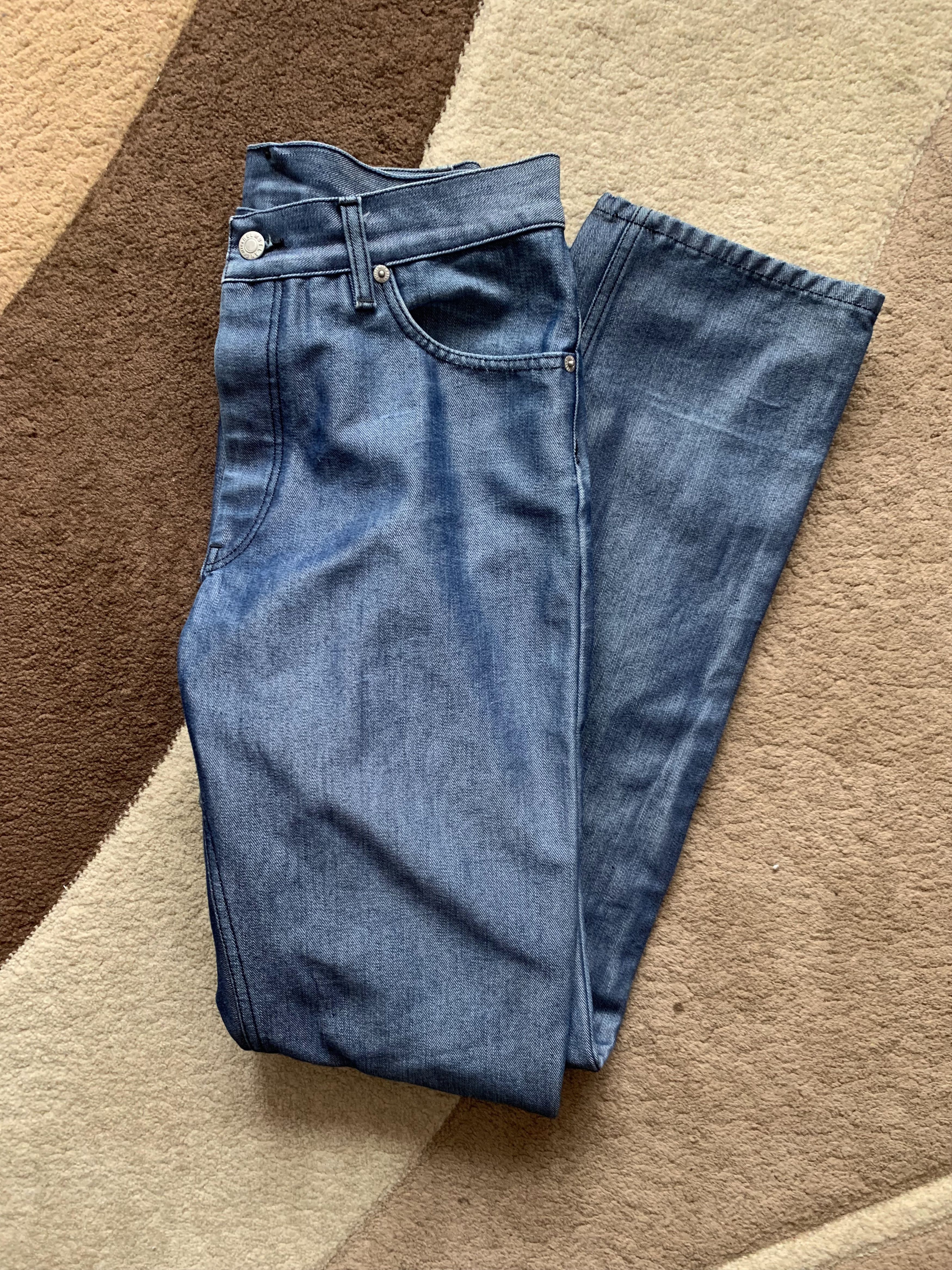image of Helmut Lang Vintage Aw 1997 Jeans Polypropylene Coated Denim in Shiny Blue, Men's (Size 28)