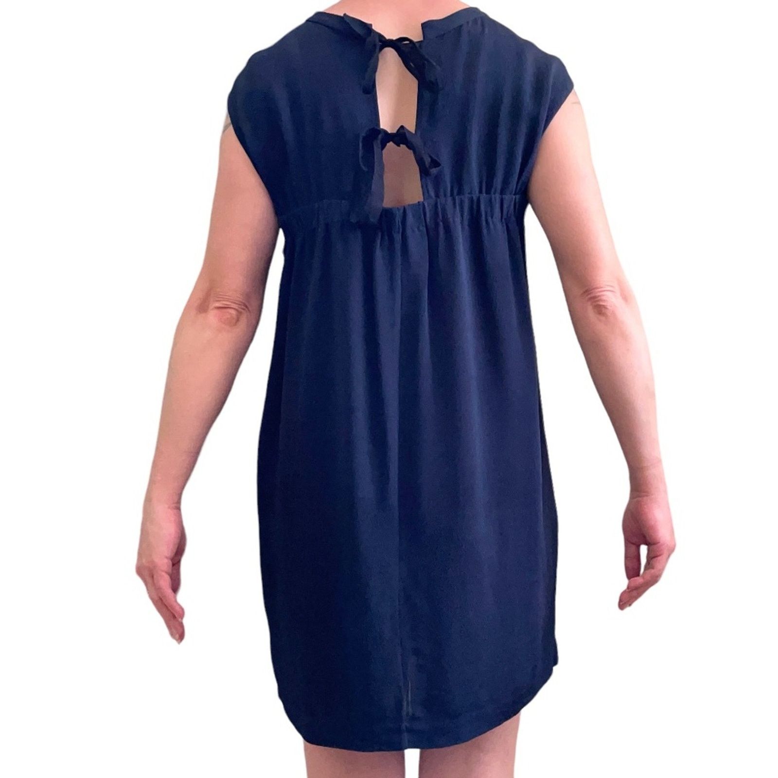 3.1 Phillip Lim 3.1 Phillip Lim Navy Blue Silk Lace Trim Shift Mini Dress Size S / US 4 / IT 40 - 4 Thumbnail