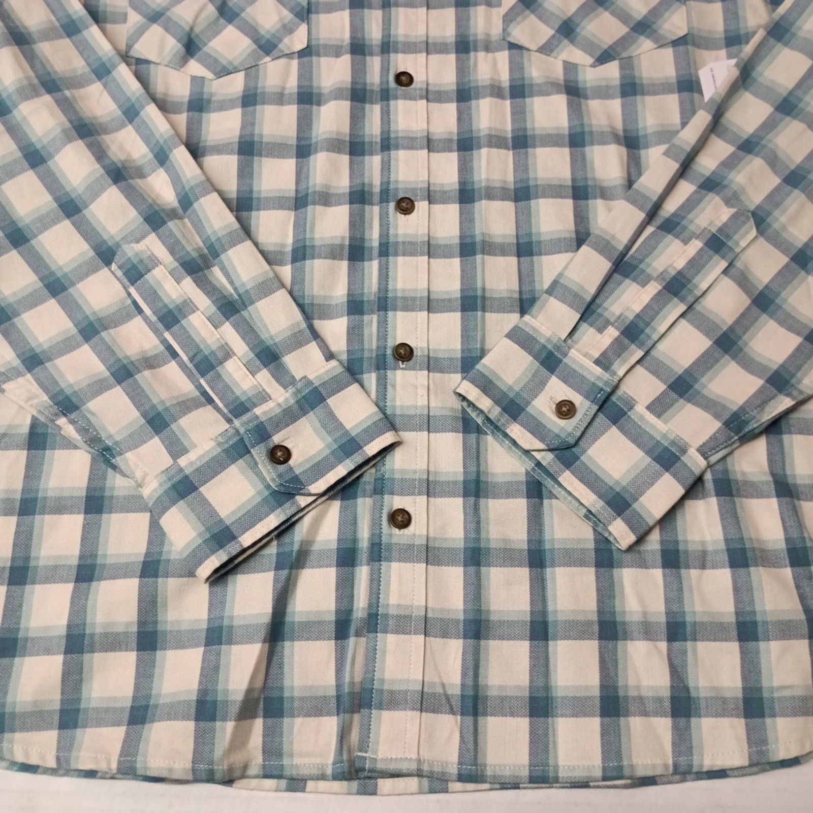 Wrangler Wrangler Cowboy Wash Twill Shirt Men's 3XL Nile Blue Checker Size US XXL / EU 58 / 5 - 2 Thumbnail