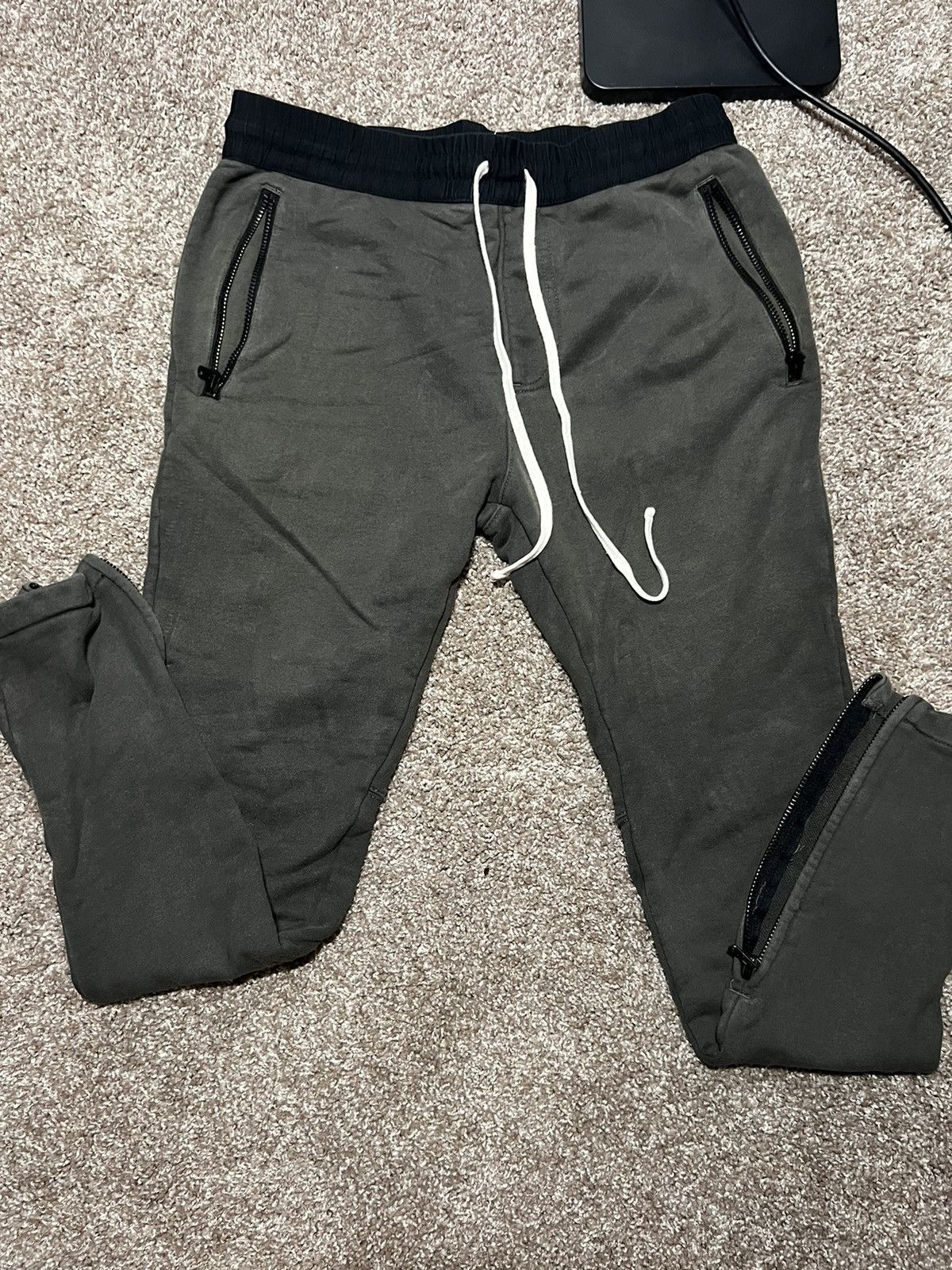 image of Essentials x Fear Of God Essential Zipper Sweatpants in Grey, Men's (Size 28)