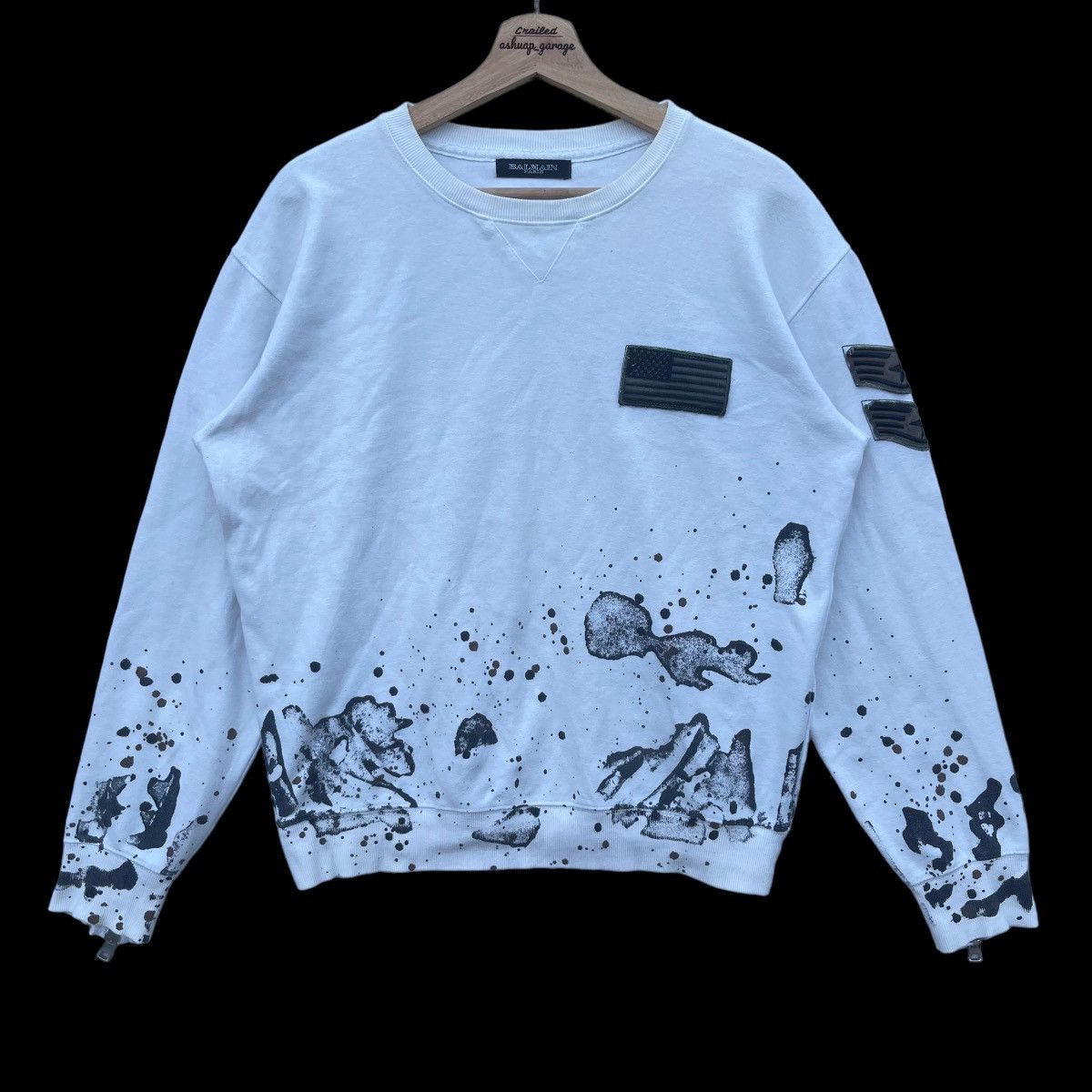 Rare Painted Art Military Sweatshirt inspired by Balmain