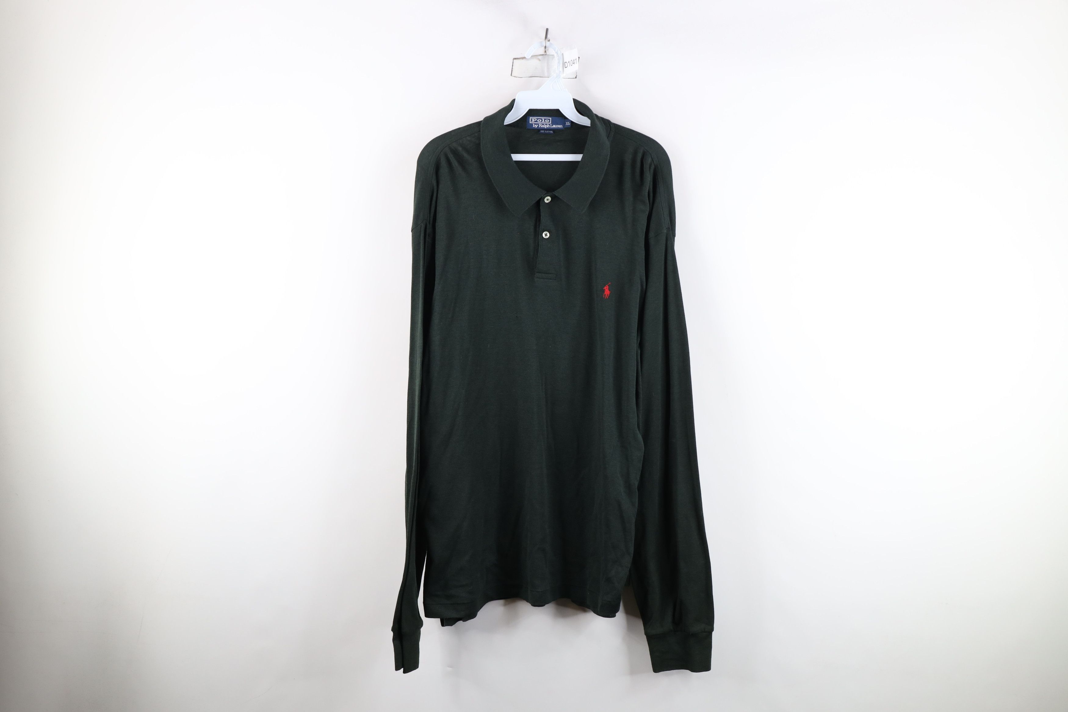 Ralph Lauren × Vintage Vintage 90s Ralph Lauren Knit Long Sleeve Polo Dark Green Size US XL / EU 56 / 4 - 1 Thumbnail