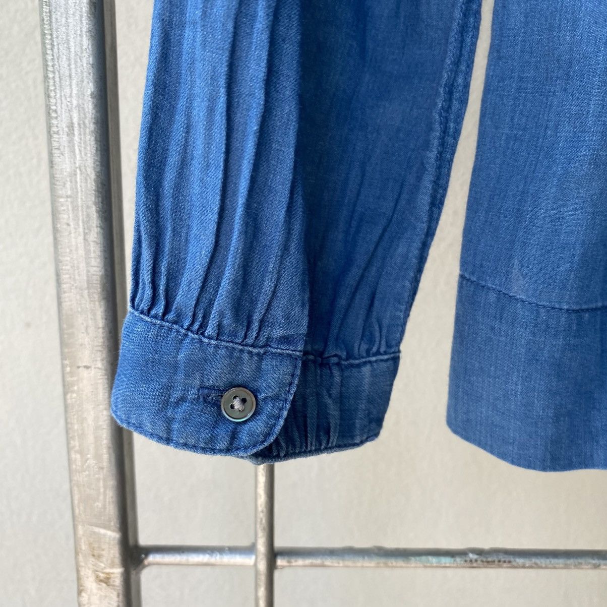 J.Crew J.CREW Blue Ruffled Long-Sleeve Blouse Size XS / US 0-2 / IT 36-38 - 2 Thumbnail