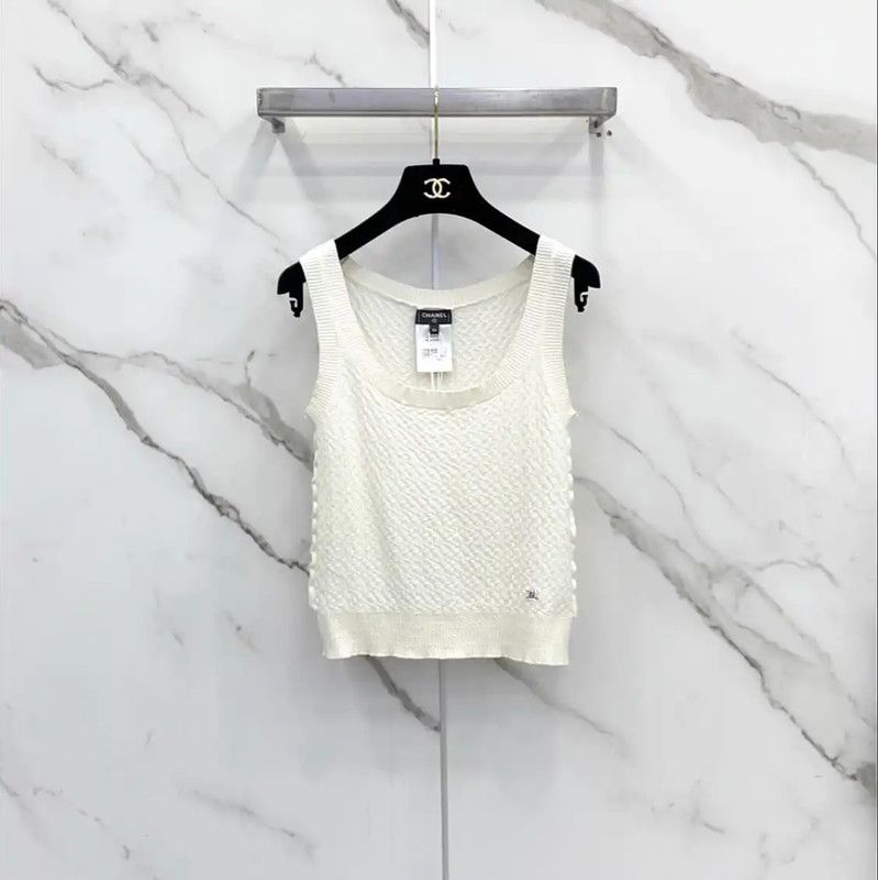 Chanel Chanel White Cashmere Women's T-Shirt 0089 Size S / US 4 / IT 40 - 1 Thumbnail