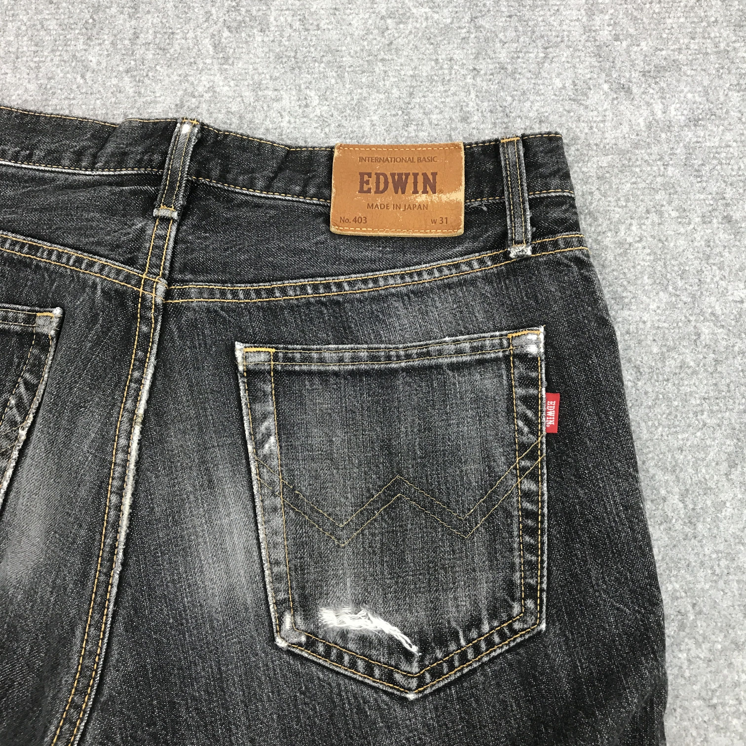Edwin × Japanese Brand BLACK DENIM EDWIN DISTRESSED PUNK STYLE JEANS Size US 31 - 8 Thumbnail