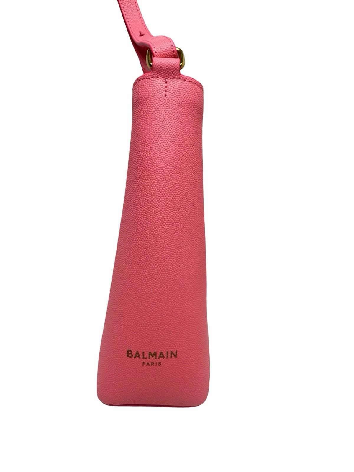 Balmain Balmain Emblem Crest Shoulder Bag Pink Leather Gold Buttons Size ONE SIZE - 3 Thumbnail