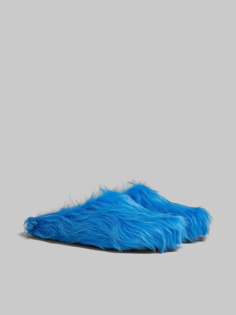 Marni o1f1d3z0526 Long-Haired Calfskin Fussbett Sabot in Blue Size US 12 / EU 45 - 2 Thumbnail