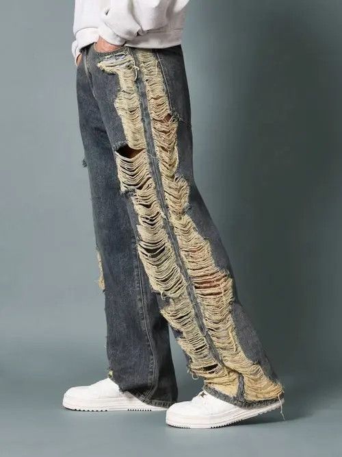 Japanese Brand Ripped Distressed Retro Jeans Loose Fit Size US 32 / EU 48 - 1 Thumbnail