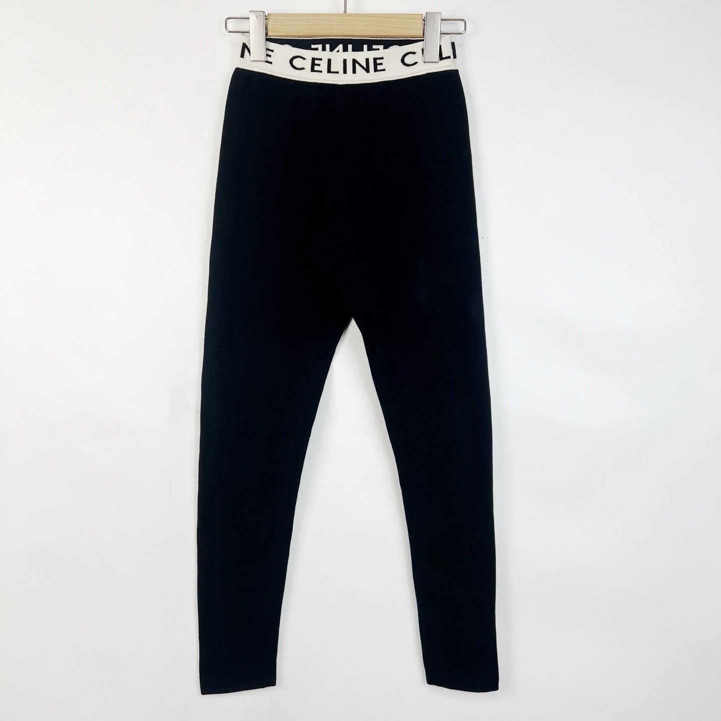 Celine Celine Black Logo Print Straight-Leg Leggings Size 25" / US 0 / IT 36 - 1 Thumbnail