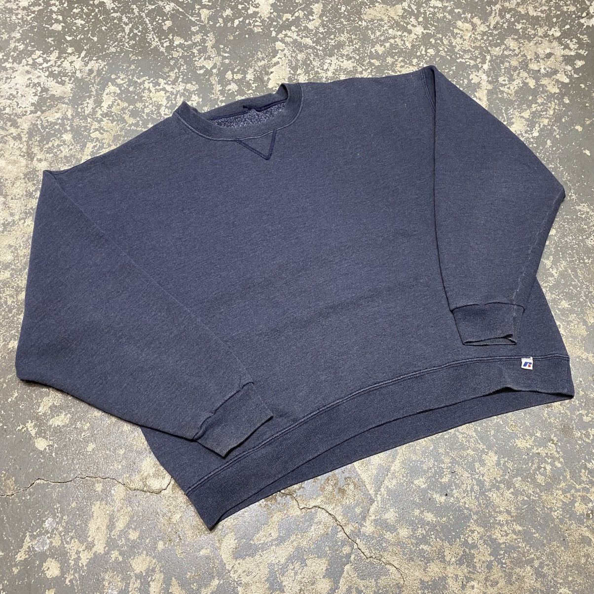Russell Athletic × Vintage Vintage Russell Athletic Grey/Navy Blank Boxy Crewneck Hoodi Size US XL / EU 56 / 4 - 9 Thumbnail