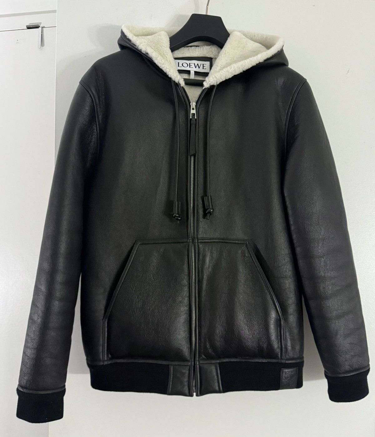 Loewe Loewe Men's Leather Shearling Zip-Up Hoodie Jacket Sz. M Size US M / EU 48-50 / 2 - 1 Thumbnail