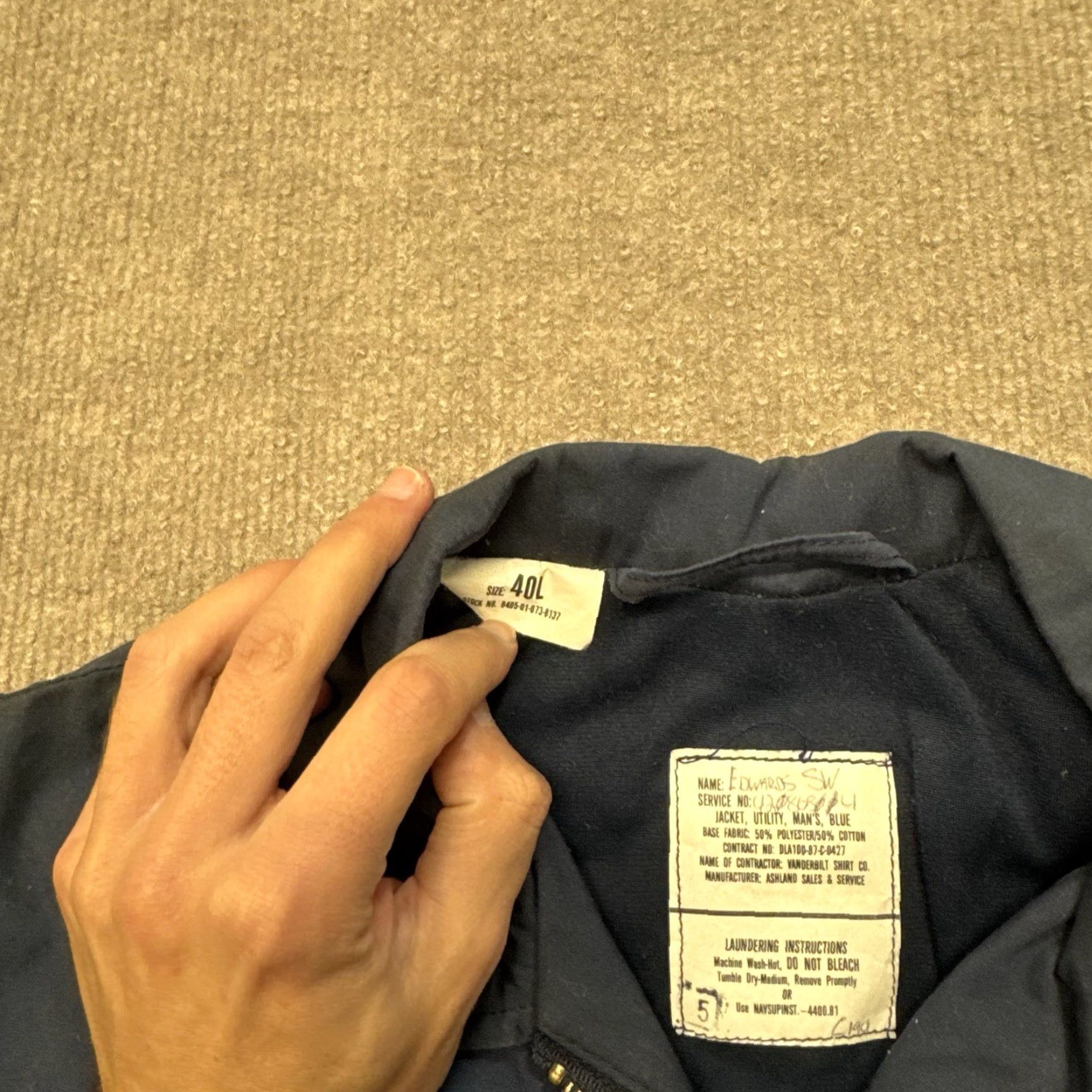 Vintage VINTAGE US Navy Deck Jacket Mens 40L Blue Military Cotton Blend Full Zip Workwear Stencil 80s 70s Size US XXS / EU 40 - 7 Thumbnail